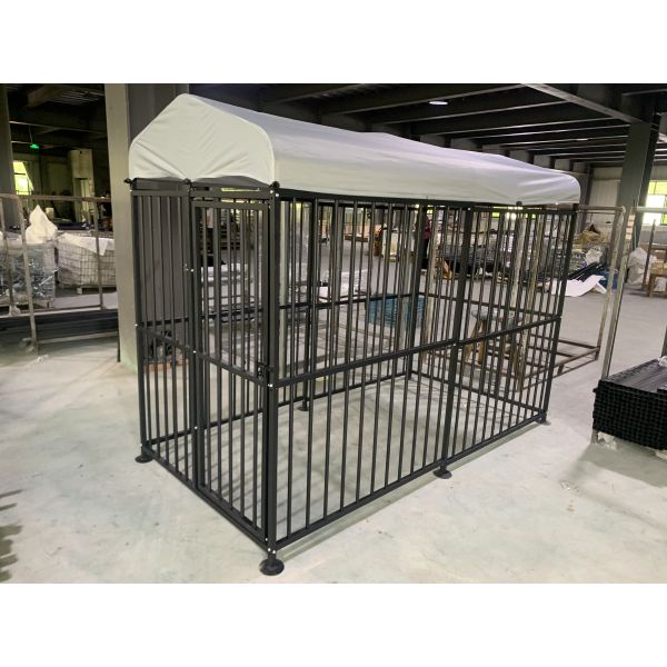 Outdoor Dog Kennel Steel Powder Coated Dog Cage with Watrerproof Cover Secure Lock for Backyard 10' x 5' x 6'