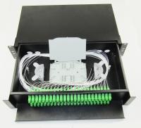 Deslizando a gaveta datilografe a caixa terminal o painel de remendo 48ports de uma fibra ótica de 19 polegadas adaptador de laminação preto da chapa de aço SC/APC