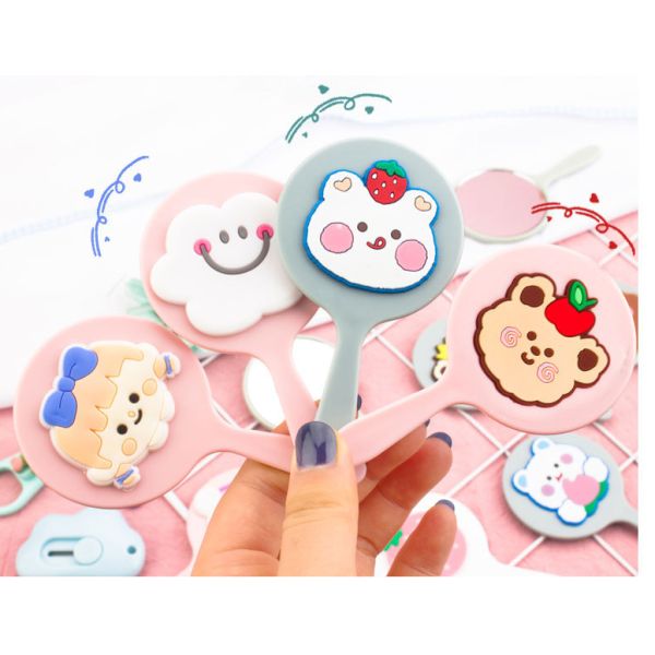 Makeup Cosmetic Mirror for Promotional Gift Korean Japanese Ins Cute Style Hand Cosmetic Mirror, Portable Travel Makeup Mirror