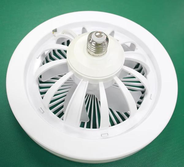 Ventilateur de plafond LED moderne de 30W dimmable avec douille E27 et vitesse du vent réglable pour chambre à coucher
