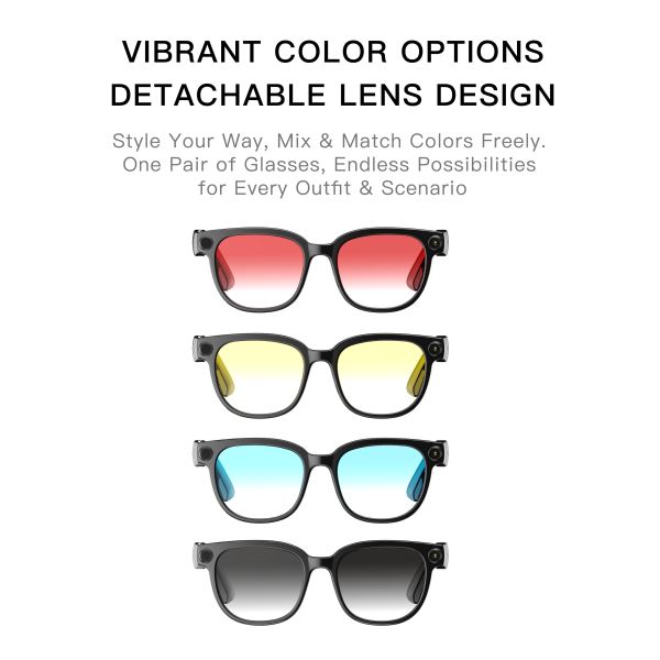 AG66 AI Translation Smart Glasses 13MP Camera Real-time Recognition for Voice Call IP54 Waterproof Customizable APP Voice