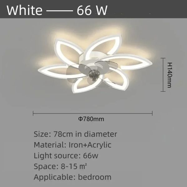 Remote Control Living Dining Table Room Bedrooms Fan Lighting Fixtures Petals led Ceiling fan light(WH-CLL-57)