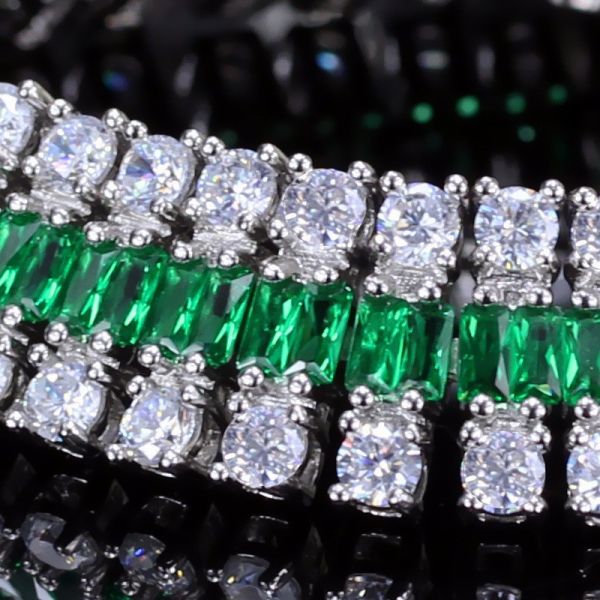 Summer Cute Crystal Bracele Jewelry Cluster Colorful CZ Stone Bracelet SIlver Plated Bracelet for Women Banquet Dinner