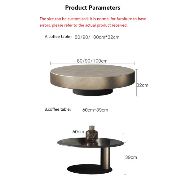 80X32 Stainless Steel Circle Round Glass Top Coffee Table Black Gold Base