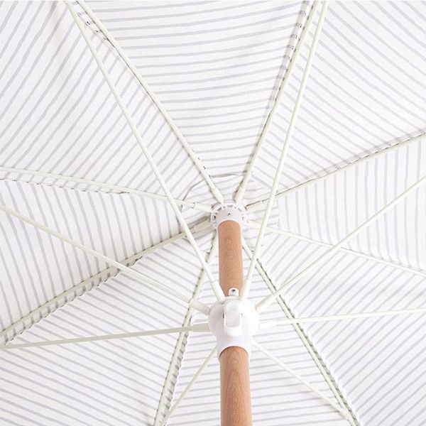 Portable 8 Feet Vintage Boho Sun Umbrella with Yellow Fringe and Wooden Pole
