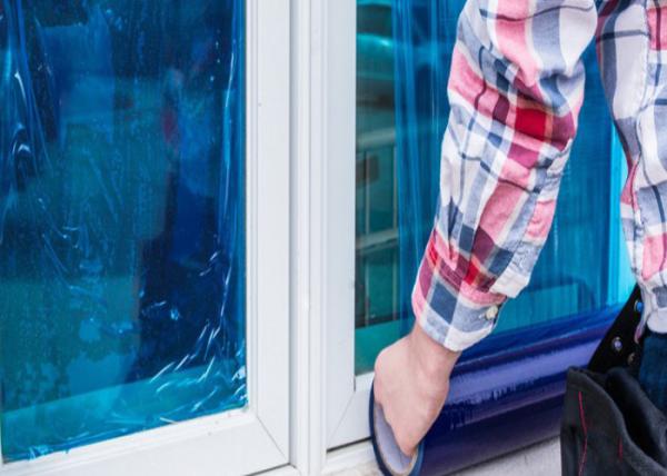 Self Adhesive Blue PE Protective Film For Window Glass Temporary Protection