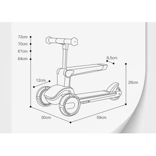 2 In 1 Foot Scooter Kids Outdoor Entertainment Three Wheels Scooter With Led Light