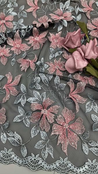 Embroidered Lace With Floral Details Deeply Textured Fabric For Dramatic High-Fashion Evening Gowns