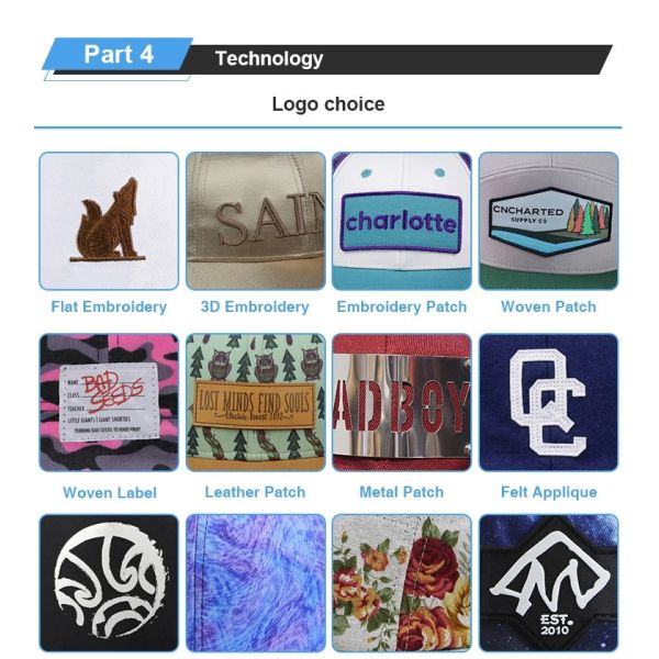 Высококачественные вышитые свернутые крышки, подгонянные пластиковые крышки Докер пряжки, помытые черные Бримлесс шляпы