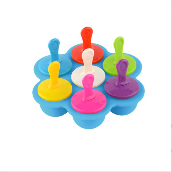 Food Grade Silicone Ice Mold 7 Hole Popsicle DIY Ice Cream Box Silicone Popsicle Mold
