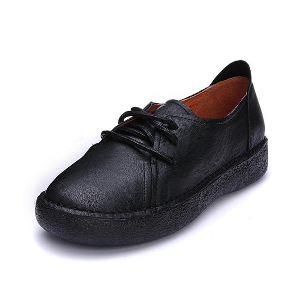S069 2020 autumn new women's shoes retro handmade flat shallow shallow leather lace-up small leather shoes