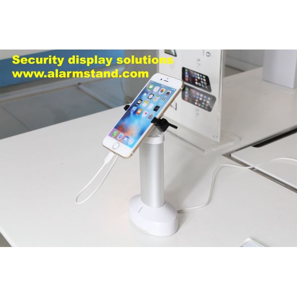 COMER anti-theft locking devices mobile phone alarm display stand with high security gripper locking