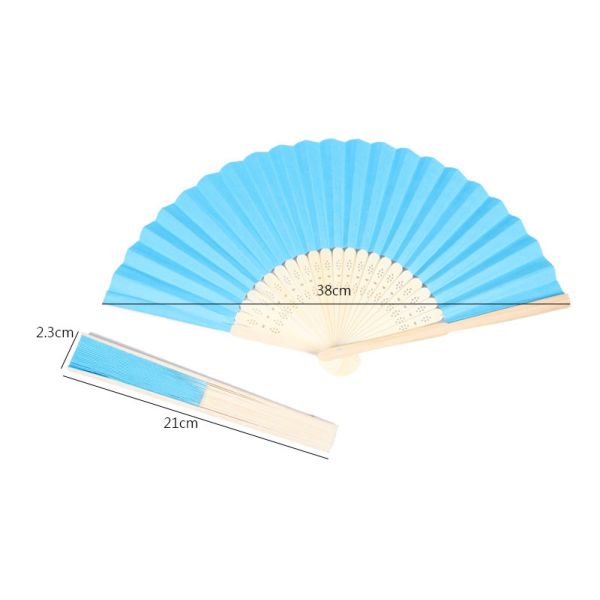 Home Decoration Plain Paper Folding Hand Fans With Natural Bamboo Ribs