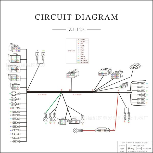 Motorcycle Accessories Harness Wire ZJ-125cc CG-125 with 5 Gear Shift Whole Body Wiring