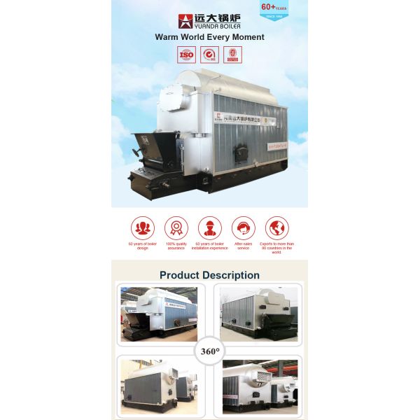 Industrial Coal Steam Boiler Chain Grate Stoker 30 Ton For Textile Mill