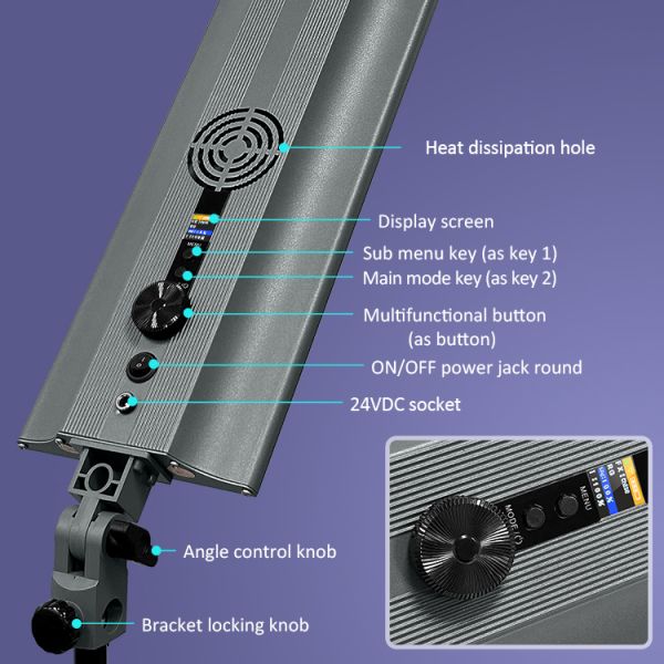 GL-80C Luz LED de belleza RGB 70W Luz LED ajustable de cambio de color para fiestas en el hogar e iluminación de escenario Control remoto apagable