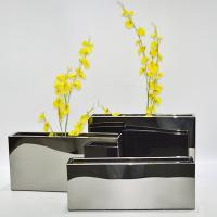 Potenciômetros retangulares grandes lustrados da planta do vaso de flores de aço inoxidável longo