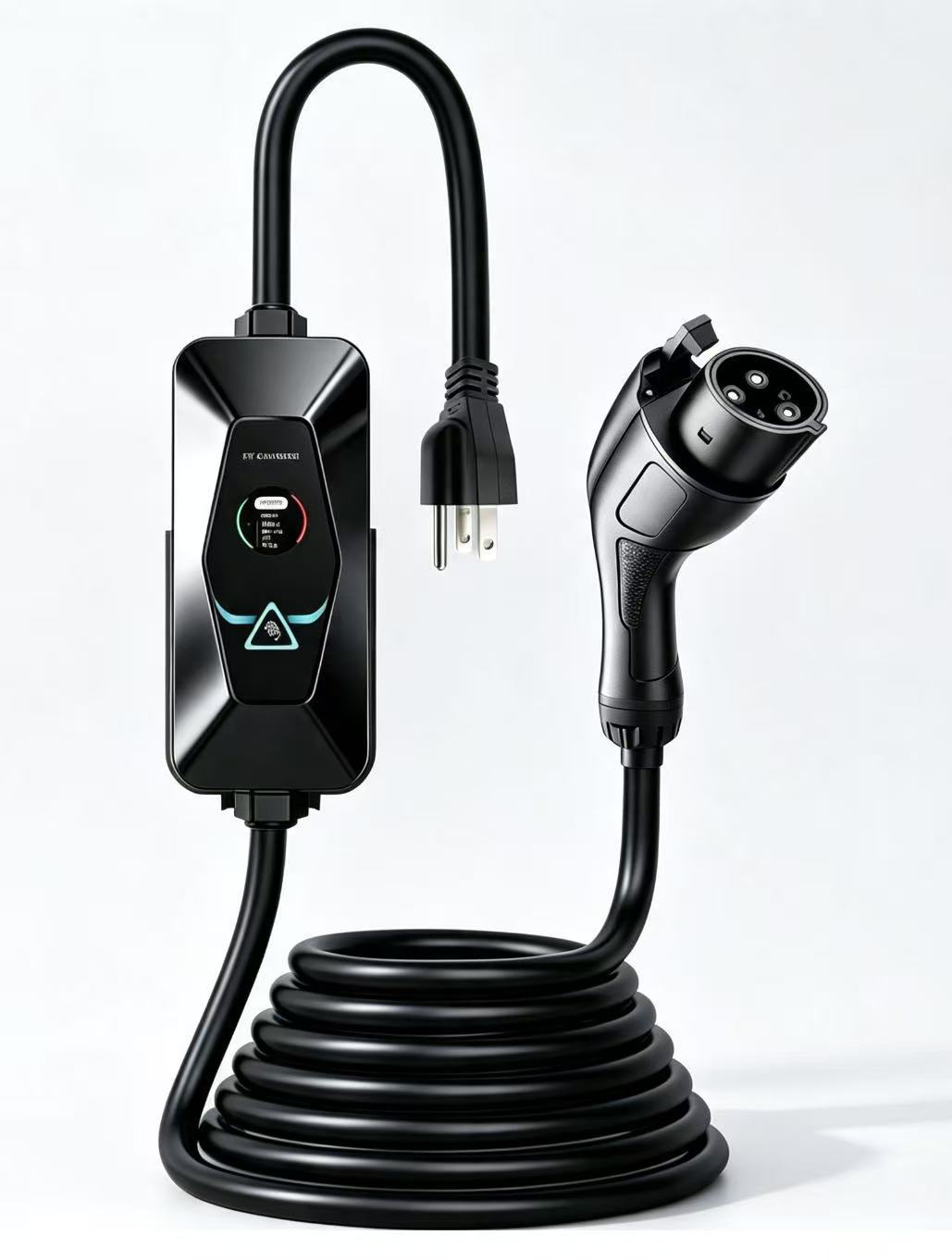 A2 AC Portable Car Charger Type1 1.92KW 6A‑16A 85V‑265V Input IP54 Protection UL94 V0 Flame Retardant 1.68 Inch LCD Display EV Charger