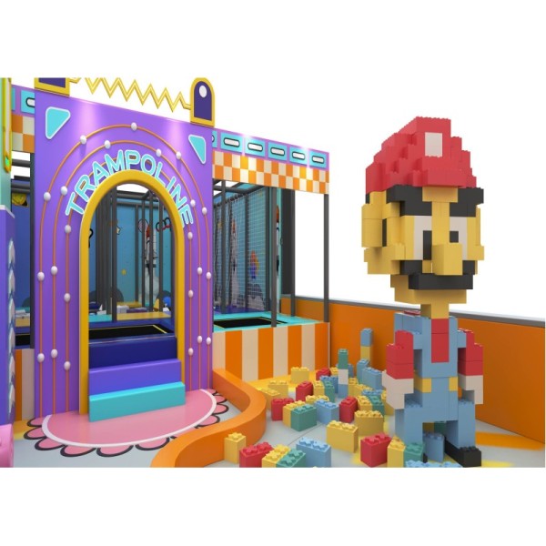 Custom Macaron Indoor Soft Play Equipment Castle Maze Slide Ball Pit Trampoline for Home