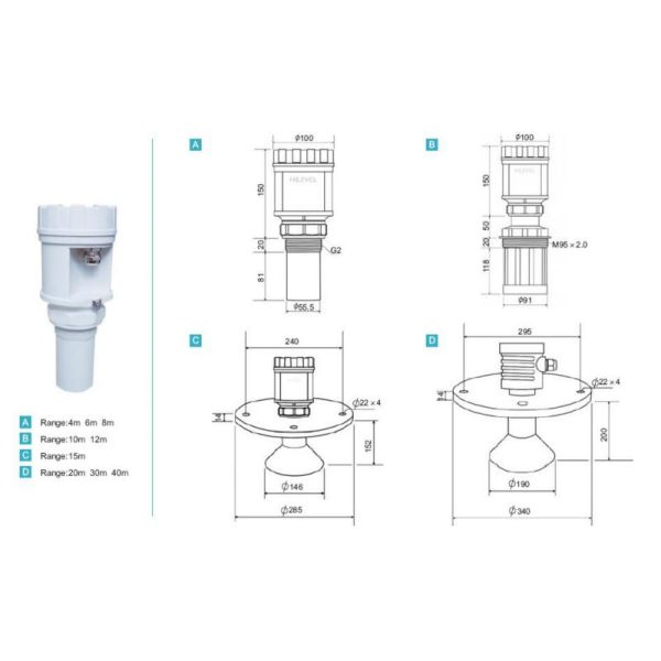 DC20~32V Ultrasonic Level Sensor Ultrasonic Sensor For Water Level Measurement