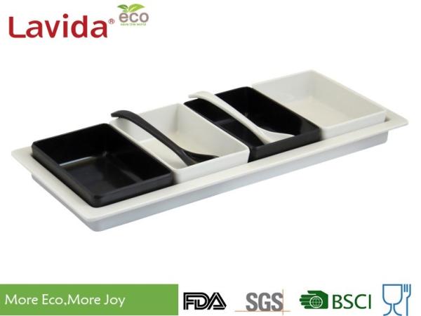 BPA Free Non - Toxic Melamine Dinner Trays Dishwasher Safe With Removable Bowl / Spoon