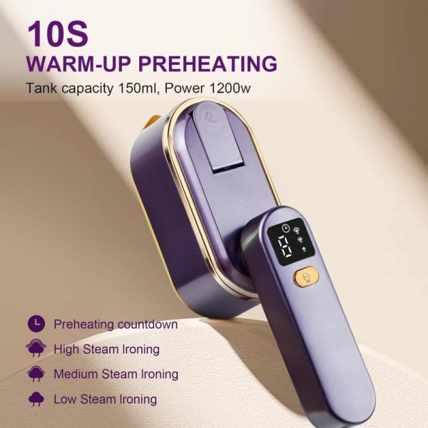 Portable Small Handheld Clothes Ironing Machine Dry Iron Electric Steam Iron 1200W Anti-Dry-Burning Household Hotel Outdoor Use