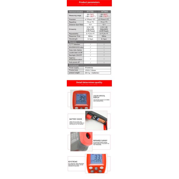 WT700 WT900 Non Contact Digital Infrared Thermometer For Medical