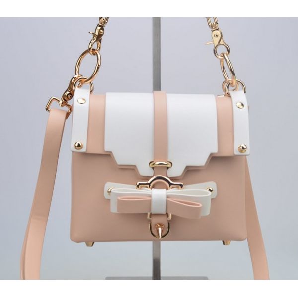 Bow hit the color stitching Korean pu shoulder bag with a clasp women's shoulder bag