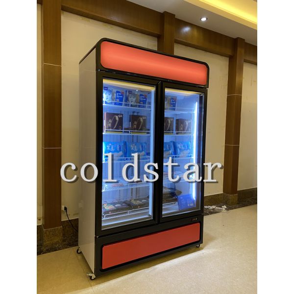 Commercial Display Drink Refrigerator Glass Doors 1000L Cooler Showcase