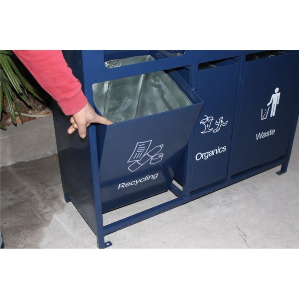Heavy Duty Outdoor Garbage And Recycling Bins With Sandblasting Zinc Spraying Finish