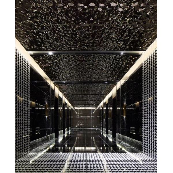 Foshan Factory Direct PVD Titanio negro agua ondulada hoja de acero inoxidable precio