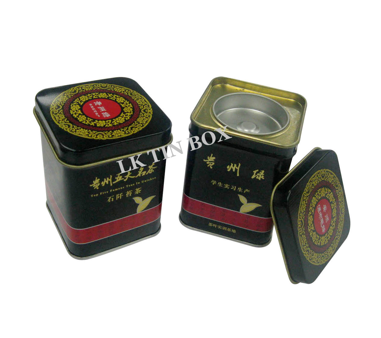 Metal Square Plain Silver Tea Tin Containers Packaging With Inner Lid And Knob