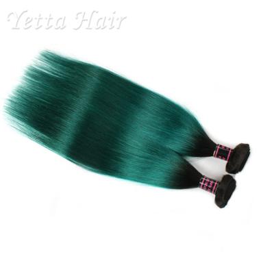 Cabelo humano de Remy do Virgin brasileiro escuro do verde da raiz/Weave de seda do cabelo reto