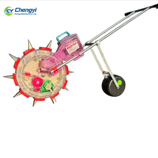 Heavy Duty Iron Hand Push Seeder Rust Resistant Coating For 4Kg Seed Capacity