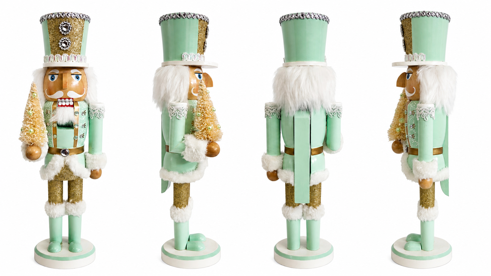 Custom Mint Green Gold Royal Nutcracker for Christmas Display