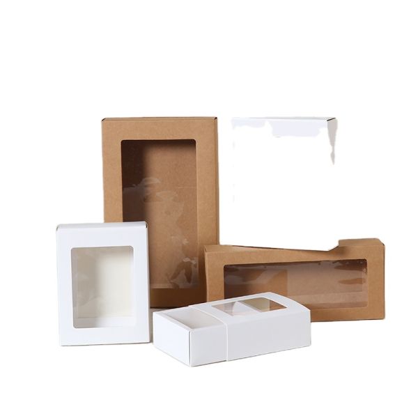 Boîte d'emballage cadeau carrée personnalisée avec fenêtre transparente et stratification brillante au format CDR