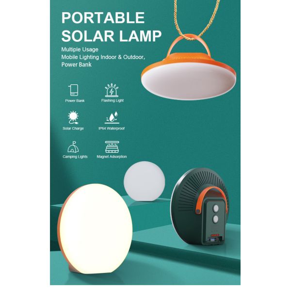 Магнитно-адсорбционные солнечные фонари для кемпинга, водонепроницаемый портативный солнечный зарядный светильник для кемпинга