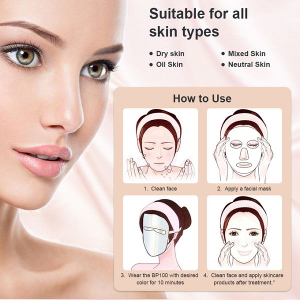 Лицевой щиток гермошлема цветов маски 3 терапией света СИД фотона беспроводной ультракрасный