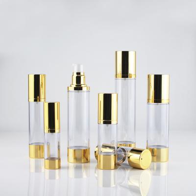 Silver Gold Aluminum Toner Airless Pump Bottle 50ml Frosted Plastic Bottle