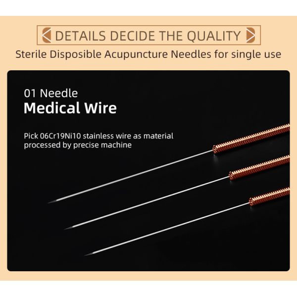 100pcs Zhongyan Taihe Disposable Acupuncture Needles Red Copper Ring Handle