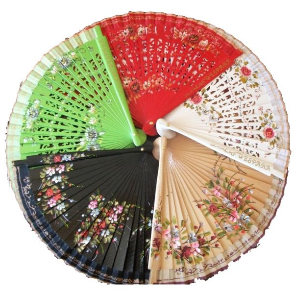 [I AM YOUR FANS] Spanish Folding Wooden Hand Fan Customized Home Decoration  Spanish Wood  Fan Painted With Flower