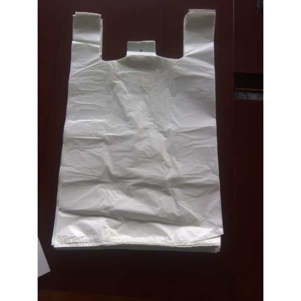 bolso de compras plástico blanco de la camiseta 16mic de 400+190*650m m - 500/Case, material del HDPE