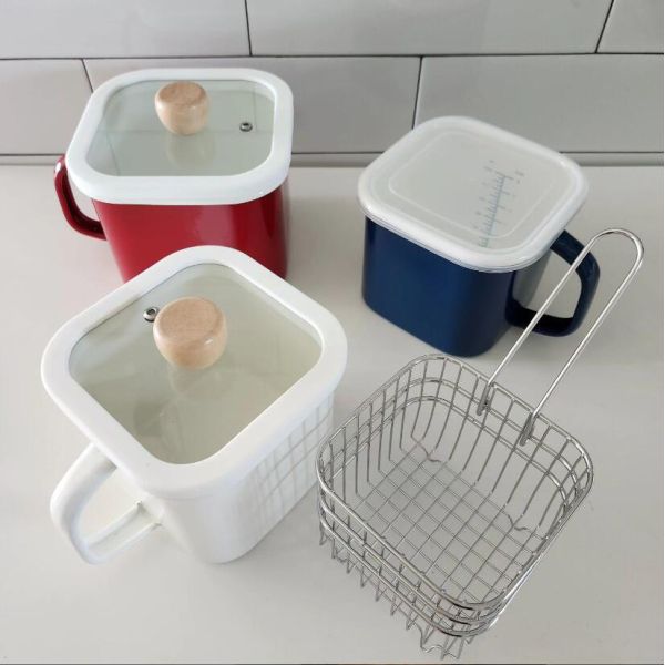 OEM Enamel Steel Mini Noodles Cooking Pot with Glass Lid Warm Milk and Eggs Small Pot