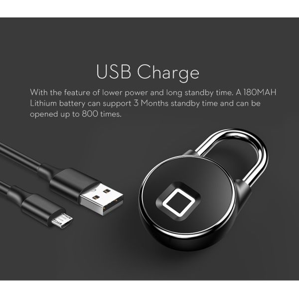 Отпечатка пальцев безопасностью USB замка Tuya сплава цинка похищение умного перезаряжаемые Keyless анти-