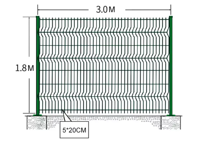 50*150mm Mesh Hole Galvanized 3D Security Fence For Airport Perimeter