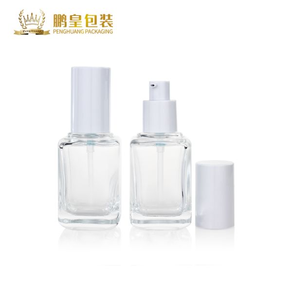 Clear 60ml Liquid Foundation Bottles Square Glass Pump Bottles