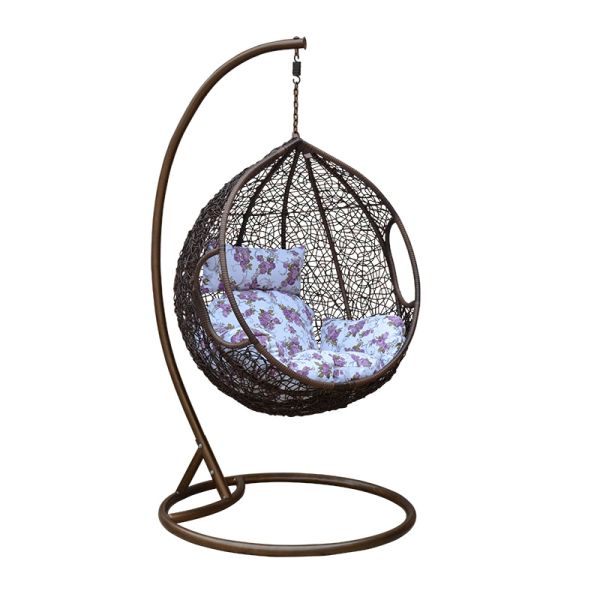 Outdoor Patio PE Rattan Swing Chair With Metal Frame Cheap Egg shaped Hanging Chair