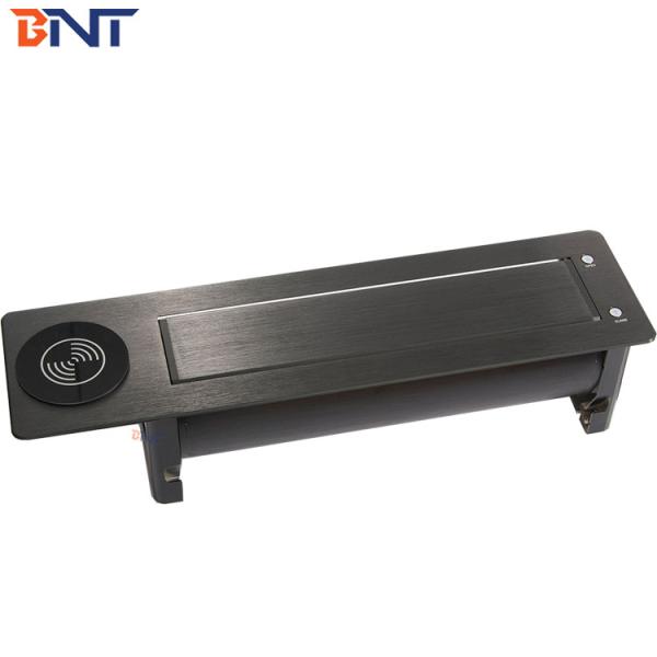 BNT New arrival multifunctional hidden table design desk outlet box brush sliver automatic flip up desktop outlet