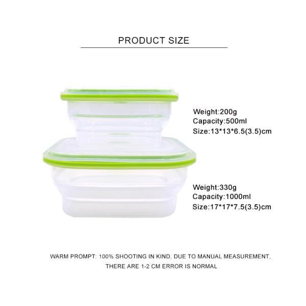 Collapsible Silicone Food Storage Boxes 500 1000ml