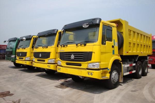 Red 16 Tons Large Dump Truck , Heavy Load Truck 6x4 Dump Truck